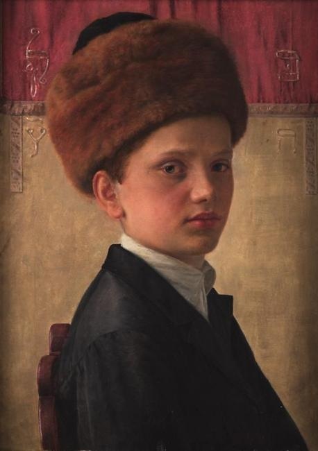 Portrait of a yeshiva boy wearing a streimel, , Isidor Kaufmann
