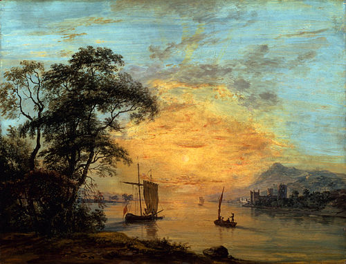 A Welsh Sunset River Landscape., 1787, Paul Sandby