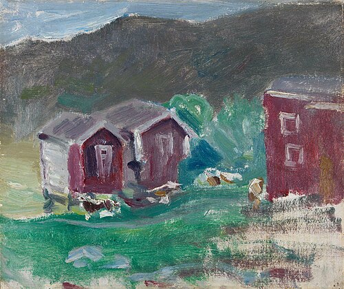 Sketch of the Farm Äse in Telemark, 1893, Halfdan Egedius