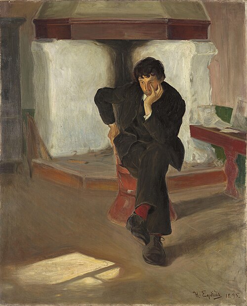 The Dreamer. Portrait of the Painter Torleiv Stadskleiv., 1895, Halfdan Egedius