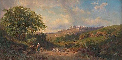 Idylická krajina s talianskym námetom, 1859, Johann Varoni