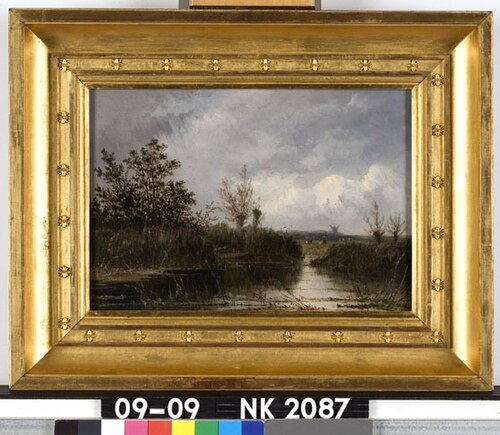 Polderlandschap met jager, 1870, Josefus Gerardus Hans
