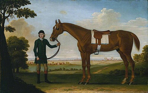 Chestnut Horse with a Groom near Newmarket, 1735, James Seymour