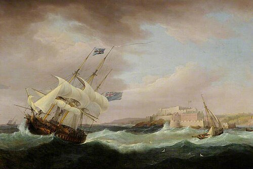 Castle Cornet, Storm, 1796, Thomas Whitcombe