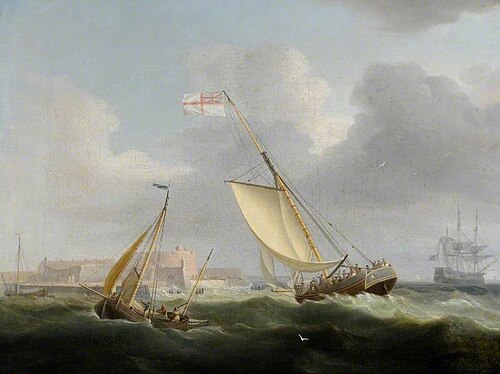 The Revenue Cutter 'Bee' 28 Tons Commanded by Anthony Somerscales off the Hull Garrison on the River, 1801, Thomas Whitcombe