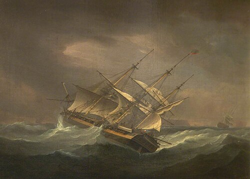 Frigate in a Squall, , Thomas Whitcombe