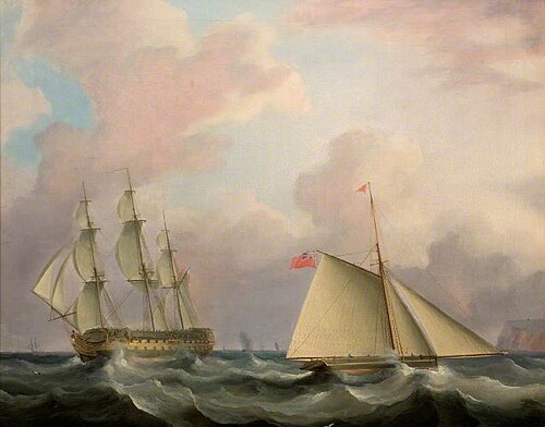 Royal Naval Two-Decker and Cutter, , Thomas Whitcombe