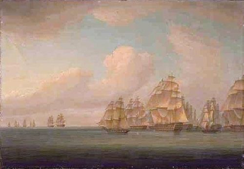 Allemand's French squadron in pursuit of a British conovy, 1805, 1850, Thomas Whitcombe