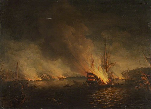 Sir John Thomas Duckworth's action in the Dardanelles, 19 February 1807, 1850, Thomas Whitcombe