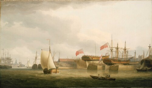 Shipbuilding on the Thames at Redriff, 1792, Thomas Whitcombe
