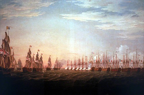 The Battle of the Nile, 1 August 1798: Beginning of the Action, 1798, Thomas Whitcombe