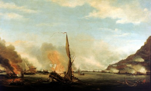 Destruction of the Floating Batteries at Gibraltar, 14 September 1782, 1782, Thomas Whitcombe