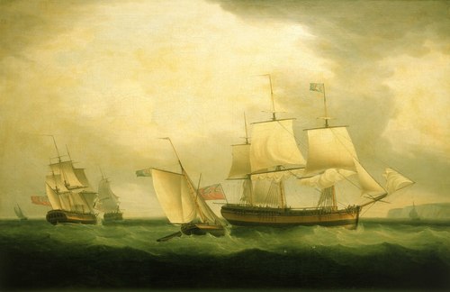 The cutter Mary Ann and HMS Sylph, 1795, Thomas Whitcombe
