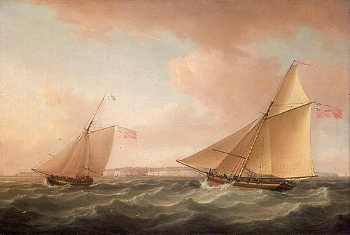 A Trinity House Yacht and a Revenue Cutter off Ramsgate, 1810, Thomas Whitcombe