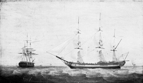 The merchantman 'Blenheim of London' (1790), 1793, Thomas Whitcombe