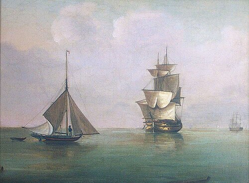 Vixen & The Man-O'-War, 1803, Thomas Whitcombe