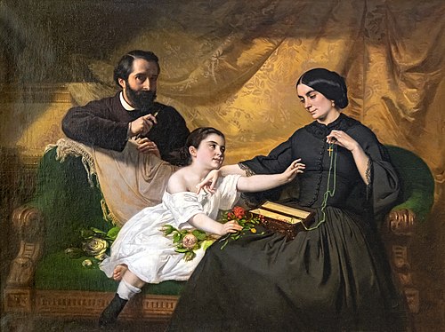 Autoportrait de l'artiste en famille, 1858, Jean Jalabert