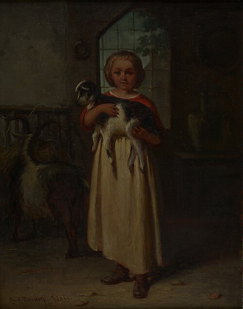 Meisje met geitje, 1860, Carel Frederik Bendorp I