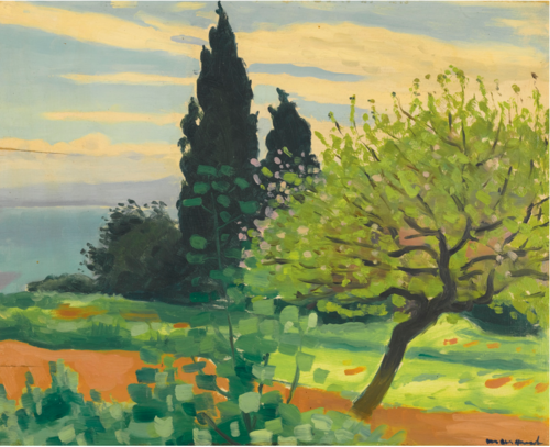 Cyprès et arbres en fleurs, 1924, Albert Marquet