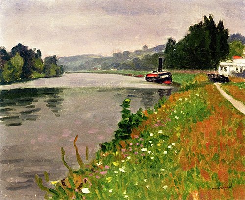 Le bac à Rolleboise, 1947, Albert Marquet