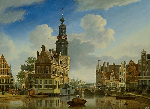 Mint Tower viewed from Singel, 1751, Jan ten Compe