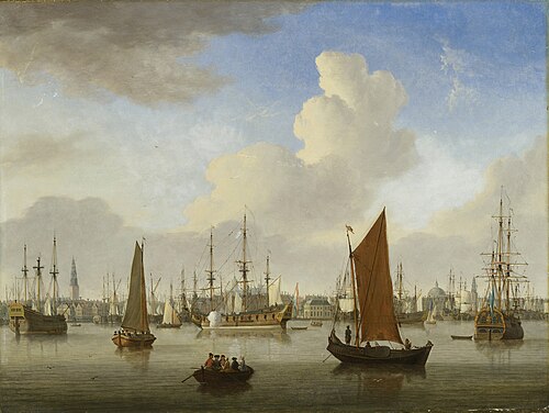 View of the IJ and Amsterdam, 1752, Jan ten Compe