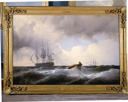 Man over boord tijdens een eskaderreis naar de Middellandse Zee, 1846, 1847, Louis Meyer