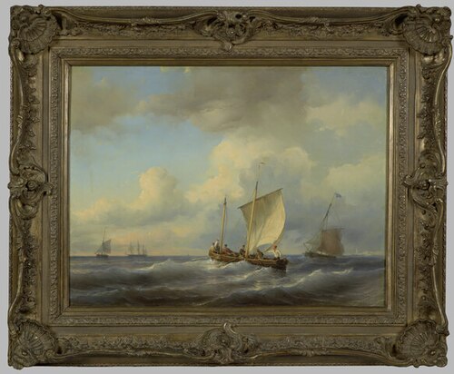 Zeilschepen voor de kust, 1847, Louis Meyer