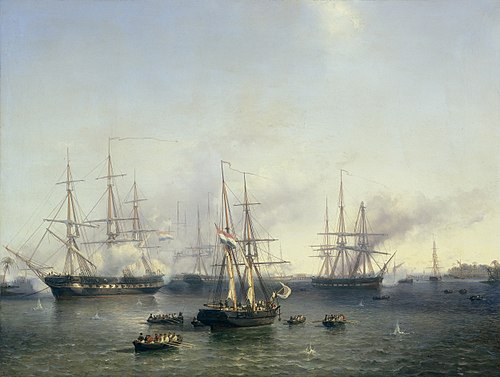 Conquest of Palembang, Sumatra in Indonesia, by Lieutenant-General Baron de Kock, June 24, 1821, 1857, Louis Meyer