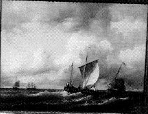 Zeilschepen voor de kust, 1847, Louis Meyer