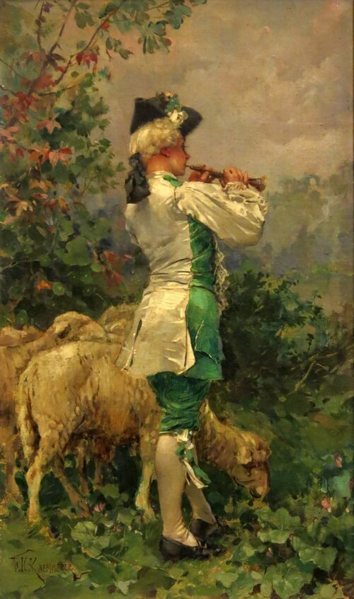 Flûtiste avec des moutons, 1500, Frederik Hendrik Kaemmerer
