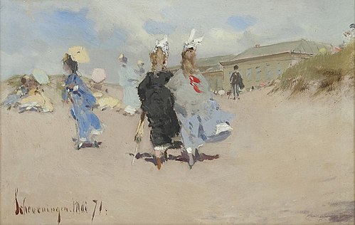 Élégantes à la plage de Scheveningue, 1871, Frederik Hendrik Kaemmerer