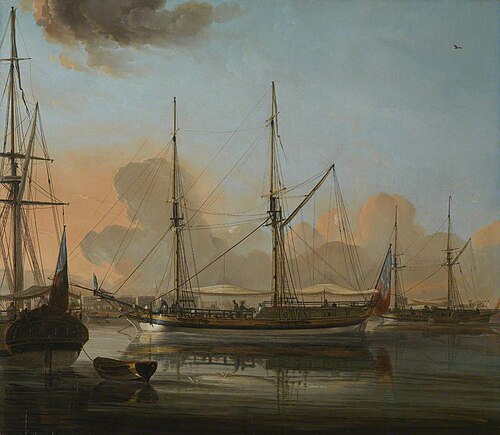 The 'Charlotte of Chittagong' and other vessels at anchor in the River Hoogli, 1792, Frans Balthazar Solvyns