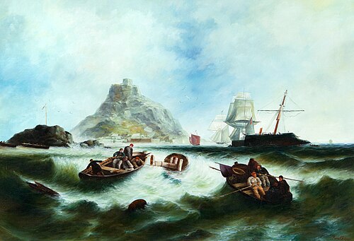 Maritime Scene – Salvaging Wreckage, , Ernest de Chamaillard
