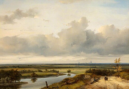 A Distant View of Leyden, , Salomon Leonardus Verveer