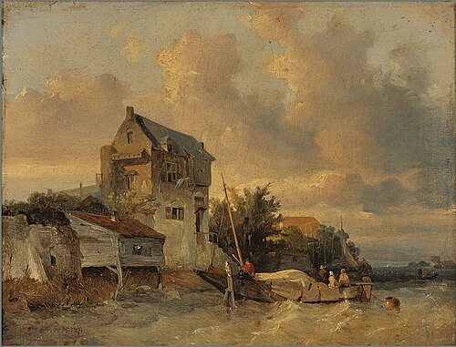 Landscape with Channel, 1850, Salomon Leonardus Verveer