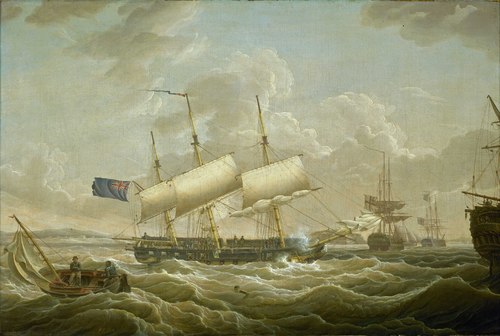 A Frigate Coming to Anchor in the Mersey, 1802, Robert Noir
