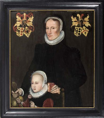 Portrait of Fokel van Walta and her daughter Tiedt van Botnia, 1590, Adriaen van Cronenburg