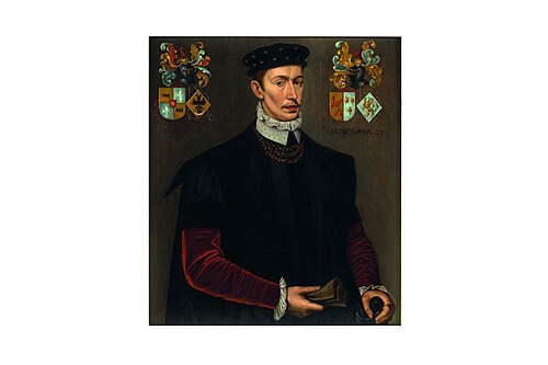 Portret van Pieter Sickes van Cammingha, Heer van Ameland, 1555, Adriaen van Cronenburg