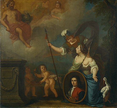 Allegorical Self-portrait wearing Orphan uniform, 1688, Juriaen Pool