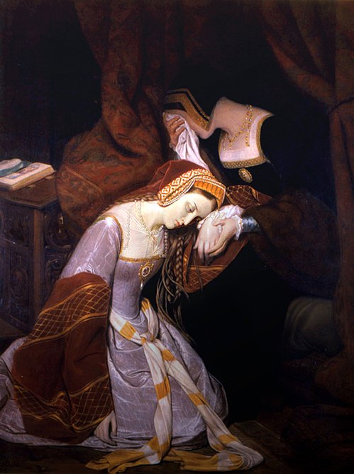 Anne de Boleyn à la Tour de Londres, dans les premiers moments de son arrestation, 1835, Édouard Cibot