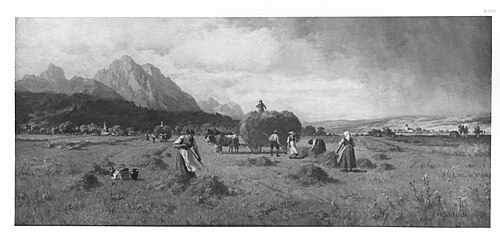 Vorgebirgslandschaft mit Heuernte, 1897, Robert Schleich