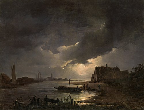 River landscape by moonlight, , Remigius Adrianus Haanen