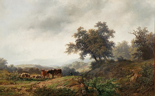Open Landscape with Cows and Herdsman, 1850, Remigius Adrianus Haanen