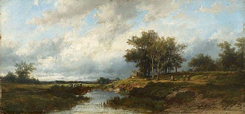 River landscape with figures, 1853, Remigius Adrianus Haanen