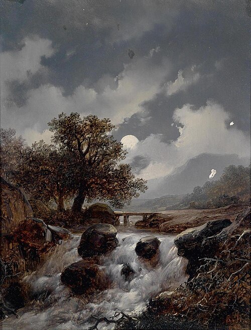 Stream in the moonlight, 1840, Remigius Adrianus Haanen