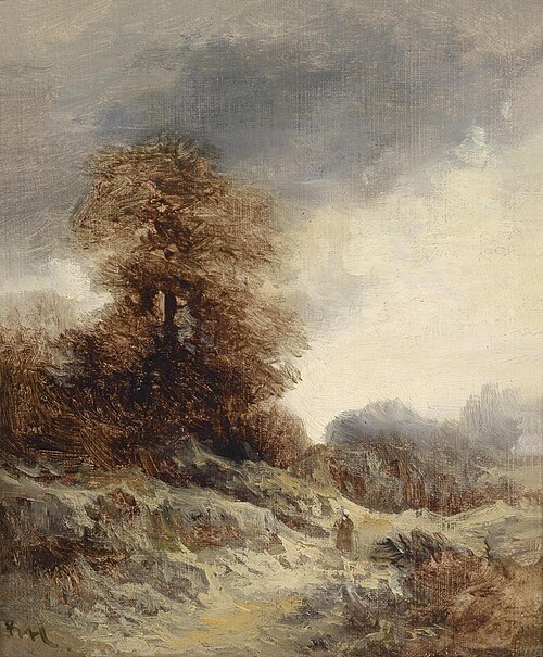 Autumn landscape with decorative figures, , Remigius Adrianus Haanen