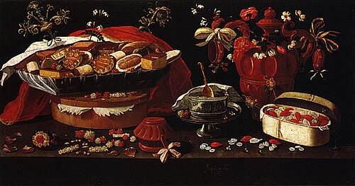 Nature morte avec friandises et poteries, 1676, Josefa de Óbidos