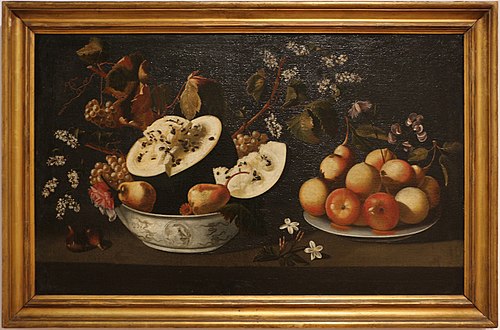 Still life with watermelon and pear, 1670, Josefa de Óbidos