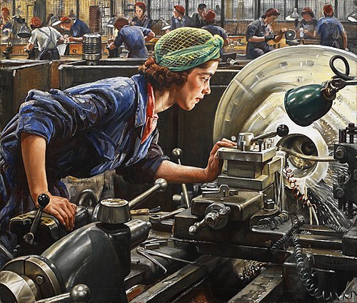 Ruby Loftus Screwing a Breech Ring, 1943, Laura Knight